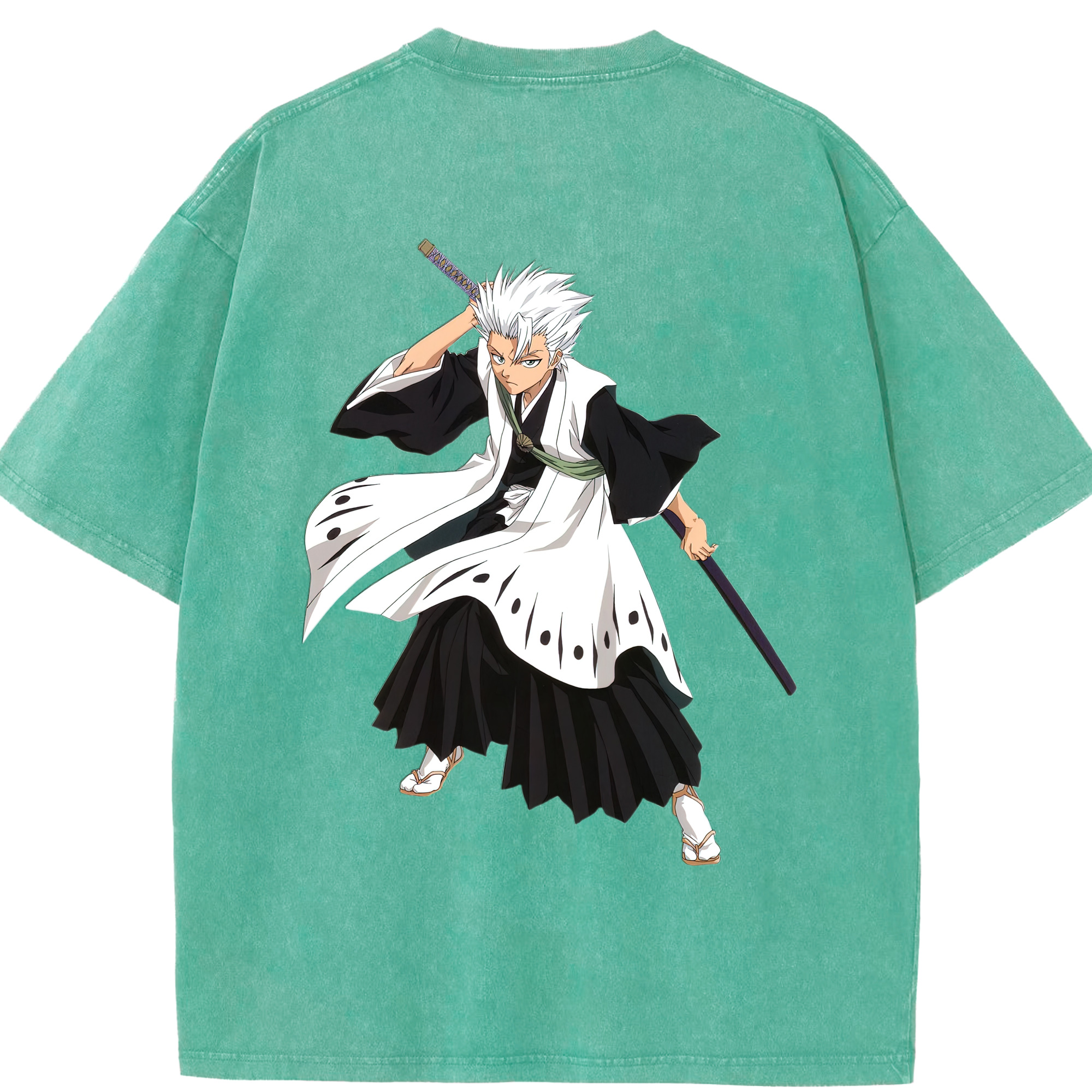 （画像用） ブリーチ 日番谷冬獅郎（ひつがや とうしろう） BLEACH Hitsugaya Toushirou 綿100% ヴィンテージ風 半袖Tシャツ（背面プリント）